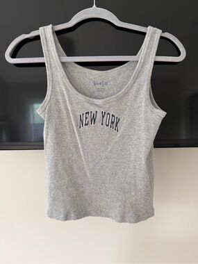 Brandy Melville Grey Ribbed "New York" Tank Top